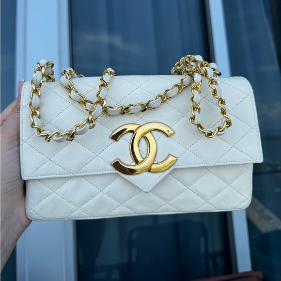 ❗️SALE❗️LOT 1288 24K gold plated chanel vintage mini flap with XL CC - Picture 1 of 14